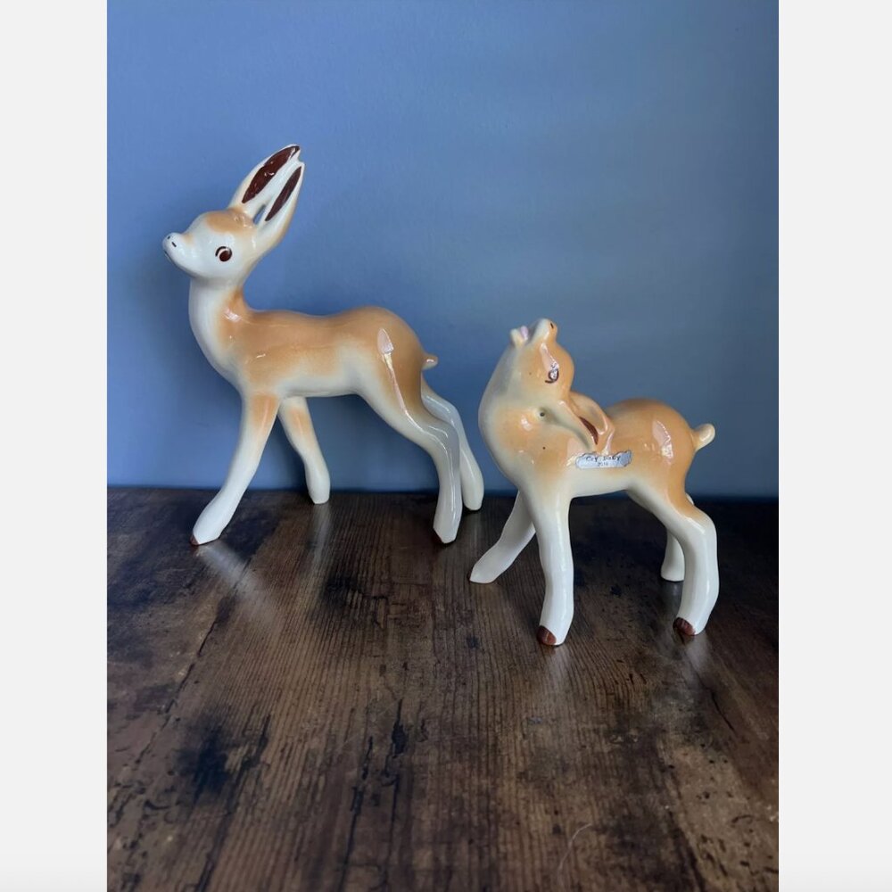 Robert Simmons Dear Me and Cry Baby MCM California 1940s Pottery Figurine Set